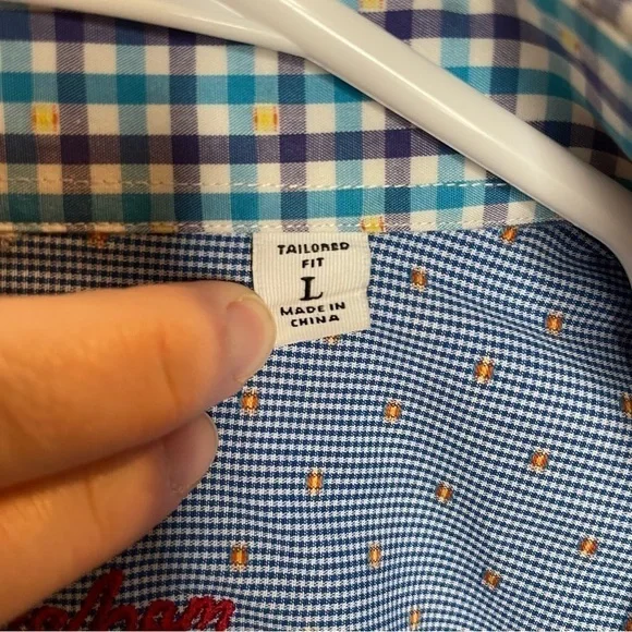 Robert Graham Modern Americana Blue Plaid Contrasting Collar Shirt L - Picture 12 of 14